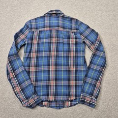 Hollister Shirt Womens XS Blue Plaid Flannel Button Up Long Sleeve Y2K Cowgirl