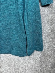 Denim & Co Mid Length Cardigan Sweater Womens Sz Medium Teal Pockets Open Front