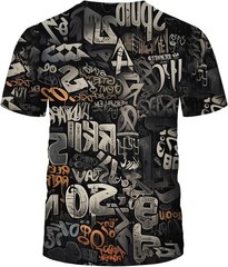 Men’s Artist Street Letter Graffiti Markers T-Shirt Shirts 3D Printing Graffiti