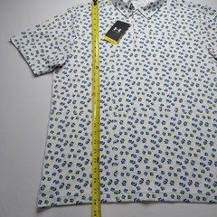 Under Armour Polo Shirt Men Large UPF 30 Anti Odor Golf Performance White Floral