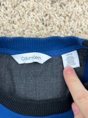 Calvin Klein Small Blue Black Logo Pullover Sweatshirt Sweater Polyrayon Silky