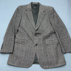 BROOKS BROTHERS 100% CAMEL HAIR Mens 42 Gray/Black Houndstooth Button Blazer