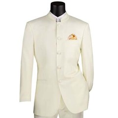 VINCI Men’s Banded Collar 5 Button Classic Fit Tuxedo Suit NEW