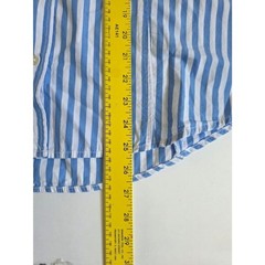 Free Assembly Ruffle Stripe Top L Blue White Sleeveless Cotton Coastal Preppy