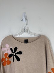 Aaeda Sweater Beige/Orange Brown Size X-Large Flower Pattern Style Long Sleeve