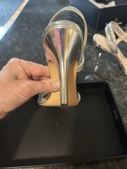 Nina Valeda YM Silver Iridescent Sparkle Slingback Open Toe Women’s 8M