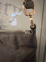 Prada Tessuto Nylon and Leather Messenger Crossbody Bag with Contrast Stitching