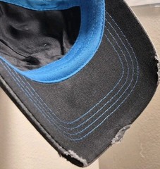 Korn Hat Distressed Ball Cap Hat Black & Neon Blue Mesh Hat