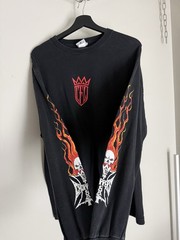 Vintage West Coast Choppers CFL Long Sleeve Black Flames Y2K Biker Shirt Large