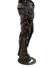 New! Bleeker Bleeker Distressed Pocketed Jeans w edge Blk Wash Stacked Denim