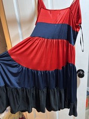 Baby Phat Colorblock V-Neck Spaghetti Strap Fit & Flare Dress M