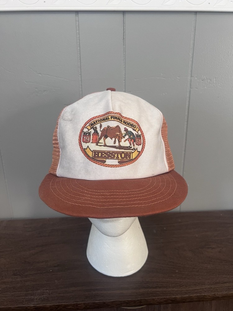 Vintage NFR National Finals Rodeo 1991 Slideback Trucker Hat White 90’s OSFA