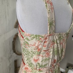 Monteau Linen Blend Pagoda pattern Sundress S Natural Ivory and Red dress