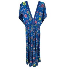 R. Vivimos Floral Print Maxi Dress Bohemian V Neck Summer Dress Size S