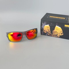 Oakley Turbine OO9263 Grey Smoke Frame Prizm Ruby Polarized Red Legs Sunglasses