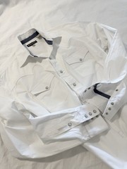 Stetson Western Snap-Front Poplin Shirt In Optic White Men’s M $95