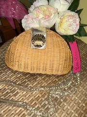 Lilly Pulitzer NWT Redford Wicker Crossbody Bag Natural