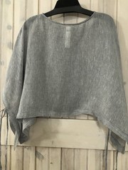 Eileen Fisher 100% Lightweight Organic Linen Pullover Tie Bluish Gray S/M EUC