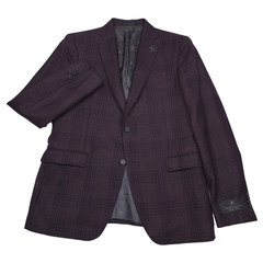 John Varvatos Sport Coat Men’s 42R Purple Red Plaid Wool Blend Blazer Jacket