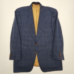 Vtg Samuelsohn 44L Blue Nailhead Check Wool Cashmere Tweed Full Canvas Blazer