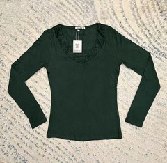 Women’s Blouse Long Sleeve V Neck Tunic Tops Slim Fitted Shirts Dark Green M