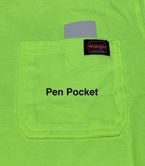 NEW Wrangler Workwear Men’s Hi-Vis Yellow Long Sleeve Pocket T-Shirt Size XL