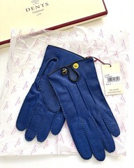 Dents Delta Classic Perforated Leather Driving Gloves Royal Blue Size S NWT