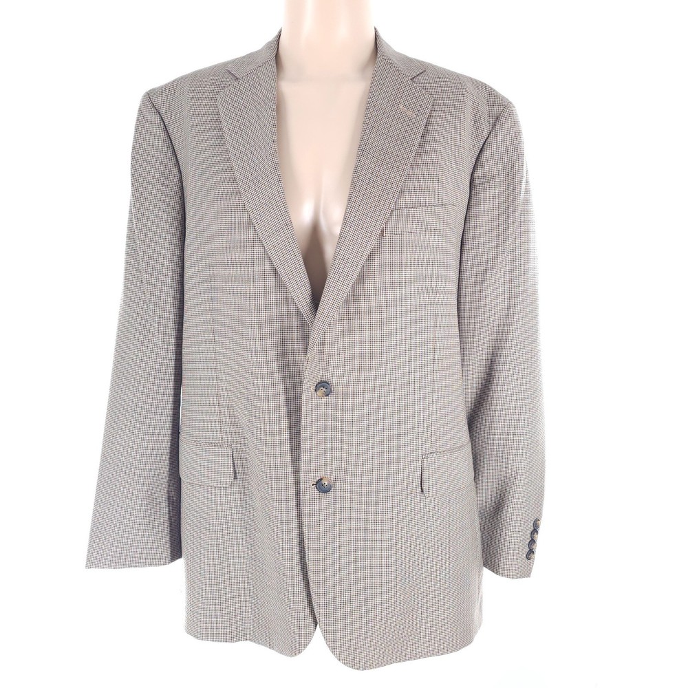 Brooks Brothers Men Blazer Two Button Wool Hounds Tooth Beige Multi Size 46L