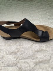 Dansko Reece Black Leather Sandals Size 37 Comfort Wedge