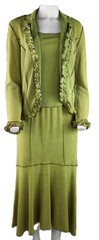 I.C. COLLECTION USA Women’s S Avocado Green Ruffled Jacket Tank Top Skirt Set