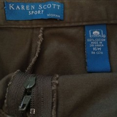 Karen Scott Olive Green Button Front Skort 16W