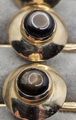 VTG 14K Solid Yellow Gold Shirt Tuxedo Button Stud Set 4Gray Stone 10.6Grams MCM