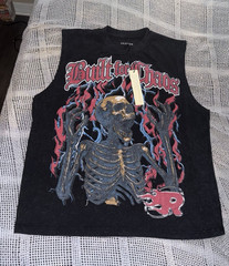 REASON Men’s Black Graphic Crew Neck Sleeveless T-Shirt Logo Accent Size M/L