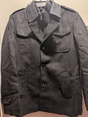 Men’s Large Wool Blend Black Aptro Heavier Weight Inner Zip Liner Coat NWT