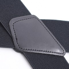 Black Elastic Mens Braces Suspenders Widening 2”/5cm X-shaped Adjustable Length