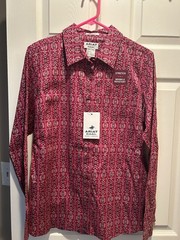 Ariat Real womens Red Geometric Long Sleeve Button-Up Shirt Stretch