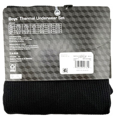 Athletic Works Youth Waffle Thermal Layering Underwear Set, Black – Choose Size