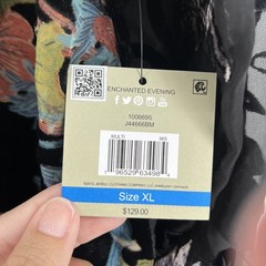 John Mark Top Women Extra Large Sheer Velvet Satin “Enchanted Evening” NWT $129