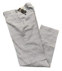 NEW Alfani Men’s Slim Fit AlphaTech Stretch Suit Pants Light Blue Plaid 32×32