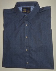 Mens Rugby University Stretch Long Sleeve Dark Blue Button Up Shirt Large