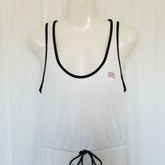 Hunter Target Women Dress White Mesh A-Line Racerback Sleeveless Tank Zip Sz S