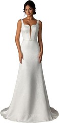 VIPGIRL White Sleeveless V Neck A-Line Full-Length Wedding Dress Corset 12/14