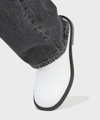 Firenze Atelier Men’s White Cow Leather Mules & Slip-on Clogs Leather Slippers