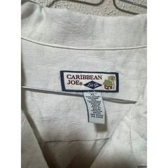 Caribbean Joe Mens XL Cream Textured Short Sleeve Button Up Tropical Camp Shirt