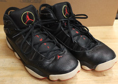 Air Jordan 6 Rings Shoes Black Red White “Bred” 322992-063 Mens Size 12