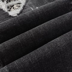 Men’s Skinny Stretch Jeans Mid-Rise Gray Laser Rips Eco Wash & Comfort Fit