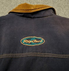 Vintage Rip Curl 90s Plaid Lined Trucker Jacket Blue Corduroy Collar Women’s M