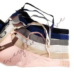 6 Pack All Black Women’s Wireless Cotton Bra Light Padded Full Cup T-Shirt Bras