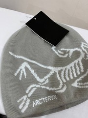 Arc’teryx Bird Logo Beanie Gray White Knit Hat Unisex NWT