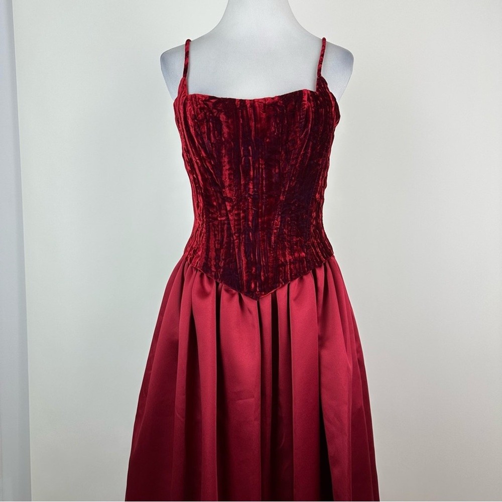Jessica McClintock x Cache 90’s Vintage Velvet Satin Dress Size 10 Whimsygoth